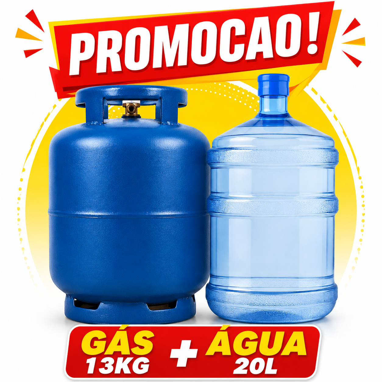 Combo Casa Abastecida: Recarga P13 + Galão 20L