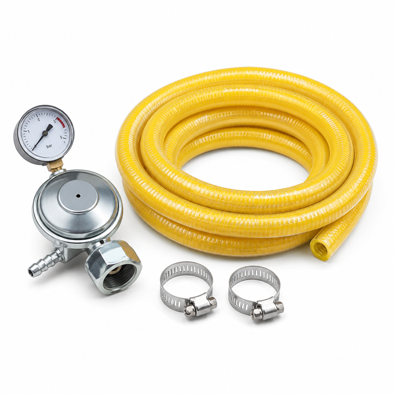 Kit Regulador de Gás: Registro + Mangueira + Abraçadeiras